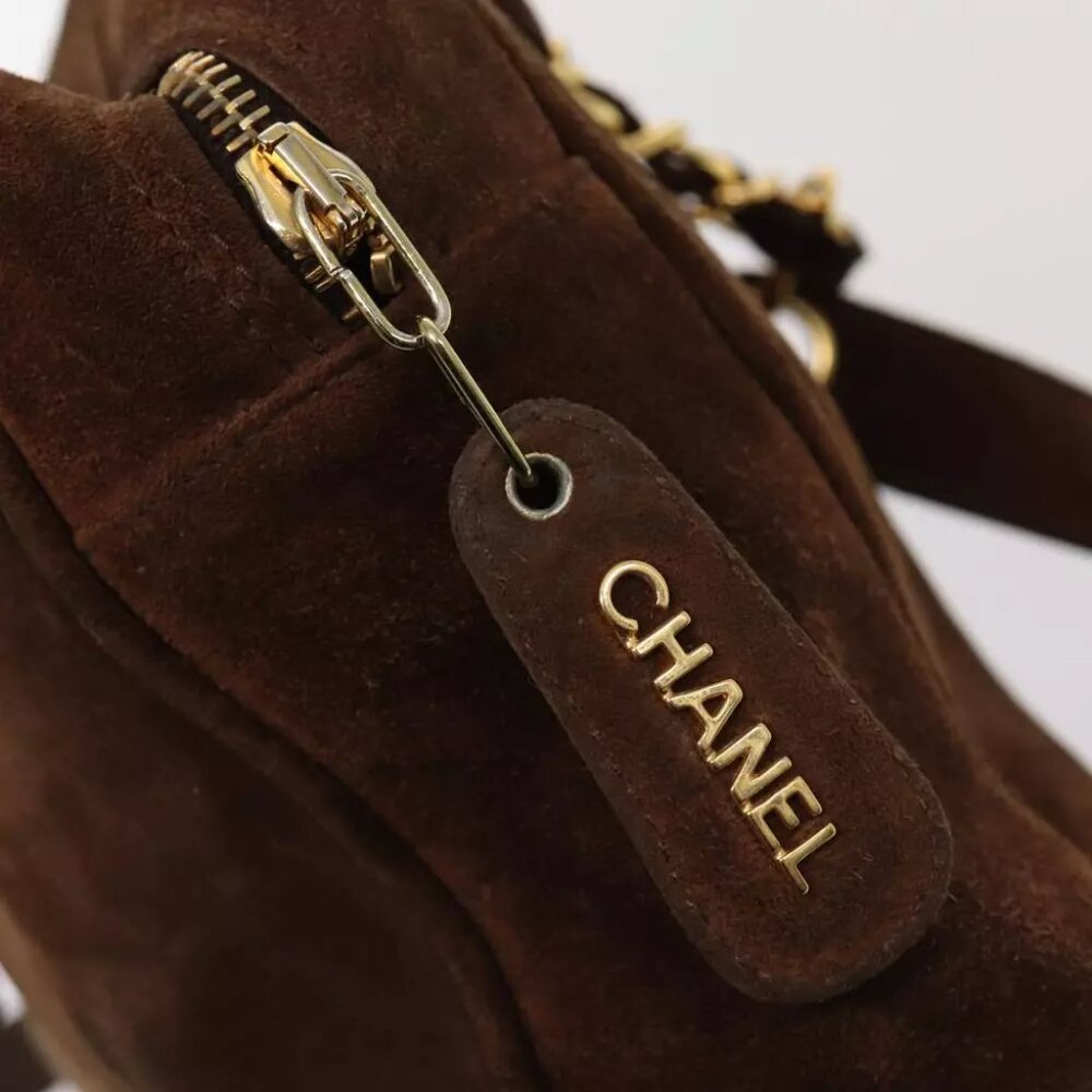 CHANEL Tote Bag Suede Brown Gold CC Auth ep5443 - Picture 14 of 16